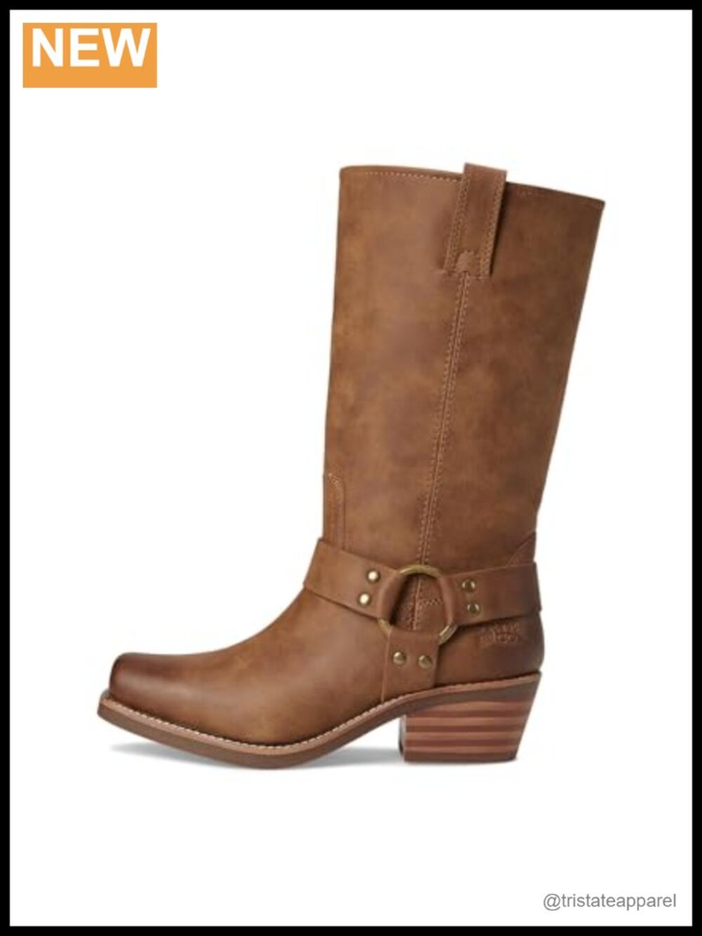 FRYE AND CO. Lorrie Harness 12 Women's Mid-Calf Pull-On Motorcycle Boots Vegan - Picture 3 of 6